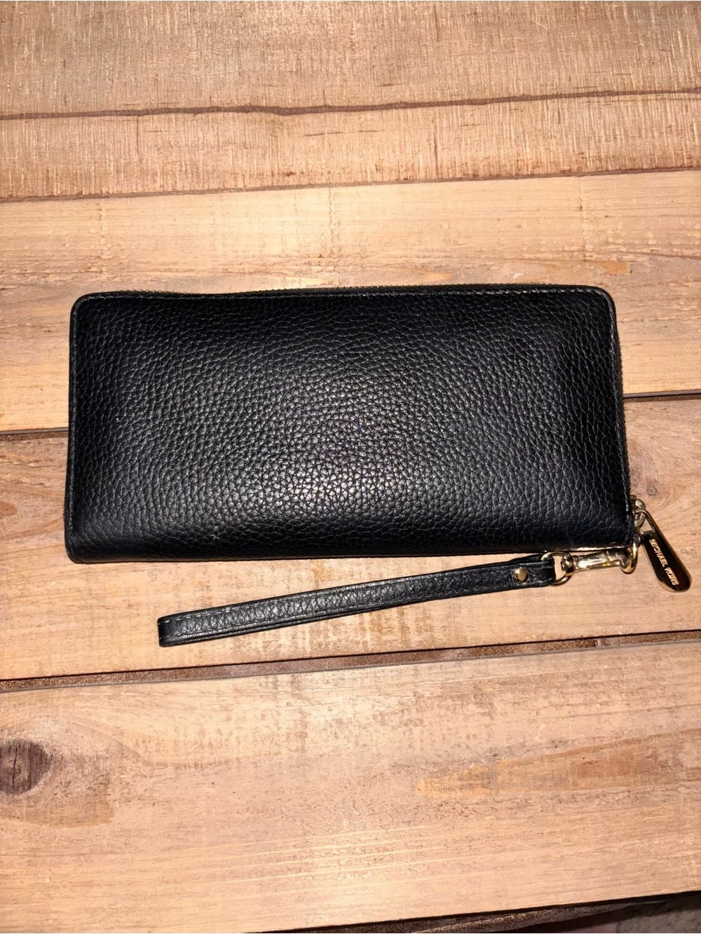 Michael Kors Black Pebbled Leather Continental Zip-Around Wlet